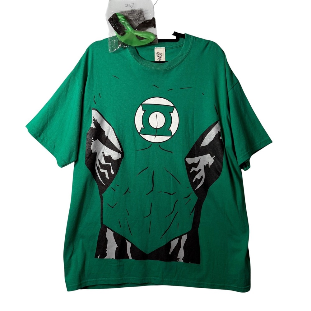 NWT 2011 Rubie's Green Lantern Costume T-Shirt w/ Mask Made in USA DC Size XL